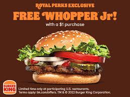 crown and free whopper jr sandwiches