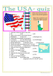 Printable worksheets, maps, and games for teaching students about the 50 states. The Usa Quiz English Esl Worksheets For Distance Learning And Physical Classrooms