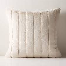 channel off white faux fur throw pillow