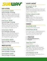 subway catering menu dining services