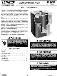 10acc Warning Warning Service Literature 10acc Series Units