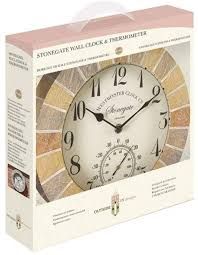 stonegate wall clock thermometer 10in