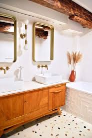 bathrooms with exposed wooden beams
