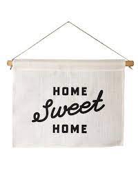 linen banner home sweet script