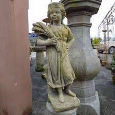 Reclaimed Garden Statue Of Girl Holding