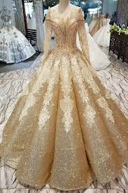 Because champagne shouldn't just be for the toast. Gold Off The Shoulder Long Sleeve Wedding Dress Ball Gowns Quinceanera Dresses Gowns