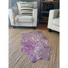 mini pink metallic cowhide rug