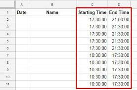 Payroll Hours Time Calculation In Google Sheets Using Time
