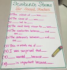 Social Studies Sentence Stems Anchor Chart Duplicated From