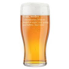 Personalised Pint Beer Glass Definition Engraved Personalised Gifts Birthday Gift