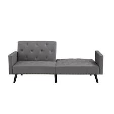 Homestock Gray Faux Leather Tufted