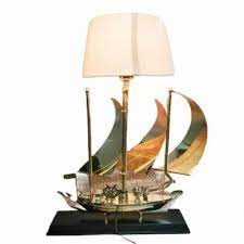 Home Decor Brass Sheet Ship With Lamp