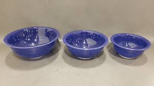 set of 3 pyrex cobalt blue glass