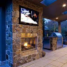 Recessed Tv Backyard Fireplace