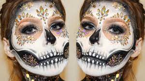 glitter jewel skull makeup look