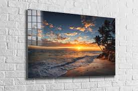 Sunset At The Beach Tempered Glass