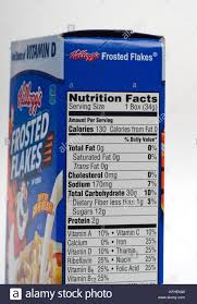 kellogg s vector cereal nutrition stock photo nutrition facts label for kelloggs frosted flakes cereal close