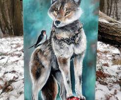 Wolf Original Painting On Canvas Wolf