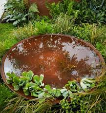 water bowl corten steel metal garden mo