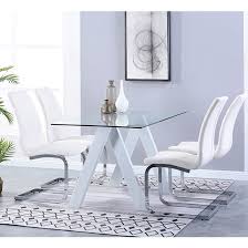 Criss Cross Glass Dining Table With 4