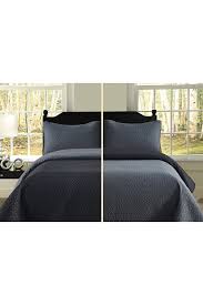 3pc Charcoal Black Queen Sized Quilt