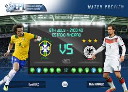 The last time these two teams met on this stage was four years back in rio and the german fans will like to forget the moment as neymar's scored the decisive penalty that handed brazil their olympic gold medal. Brazil Vs Germany Preview Fifa World Cup 2014 Semi Finals Epl Index Unofficial English Premier League Opinion Stats Podcasts
