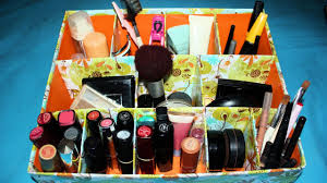 easy cardboard makeup organizer diy