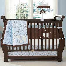 blue elephant 4 piece baby crib bedding set