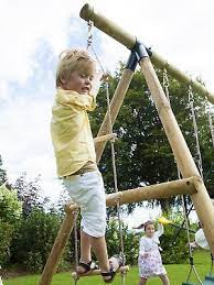 Rebo Kids Wooden Garden Swing Set Child