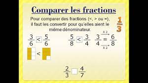 Comparer les fractions - YouTube