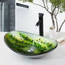 The clean lines give an updated look to the hand blown prismatic glass. Us Bathroom Art Glass Basin Vanity Vessel Sink Bowl W Balck Faucet Mixer System Ebay