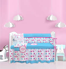 little bird pink blue crib bedding set