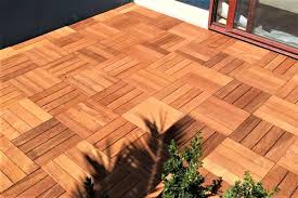 wooden deck tiles brown interlocking