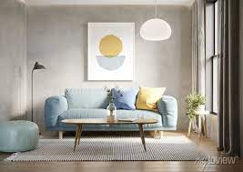 light blue sofa an art canvas