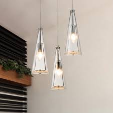 3 Lights Conical Pendant Lighting Modern Design Clear Glass Hanging Lamp In Chrome Finish Takeluckhome Com