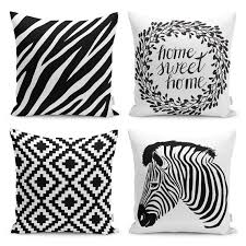 Set Of 4 Zebra Throw Pillow Covers