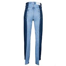 E L V Denim Sustainable Dark Blue Light Blue Straight Leg Jeans