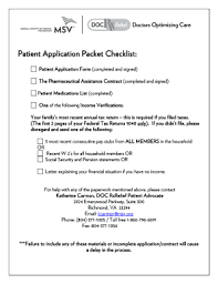 Fillable Online Patient Application Packet Checklist Fax Email