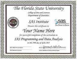 Sas Certificate Department Of Statistics