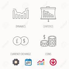 Banking Cash Money And Statistics Icons Dynamics Currency