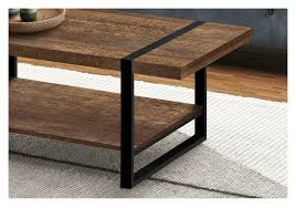 Brown Coffee Table With Black Metal