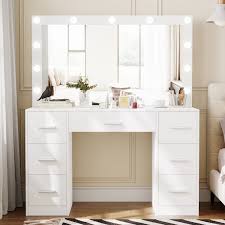 makeup vanity table with large mirror