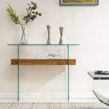 Modern Narrow Glass Console Table