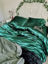 emerald green silky summer bedding sets