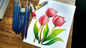 simple flower painting in watercolor