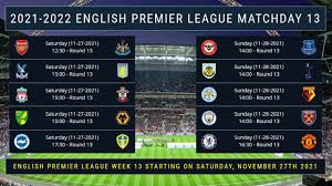 english premier league week 13 fixtures