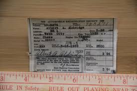 automobile registration receipt 1939