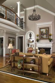 vaulted family room with curved balcony