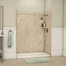Flexstone Adaptable 60 In X 60 In X 80 In 9 Piece Easy Up Adhesive Alcove Shower Surround In Alaskan Ivory
