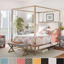 canopy champagne gold metal poster bed